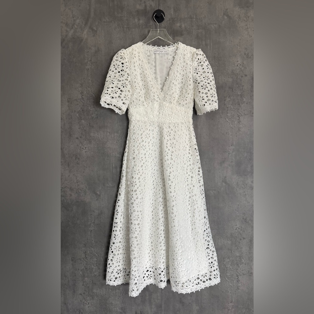 PETAL & PUP CAMELLIA MIDI DRESS - WHITE XS B2285 - Picture 7 of 9